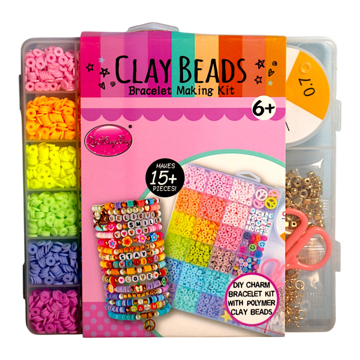 clay beads set with scissors