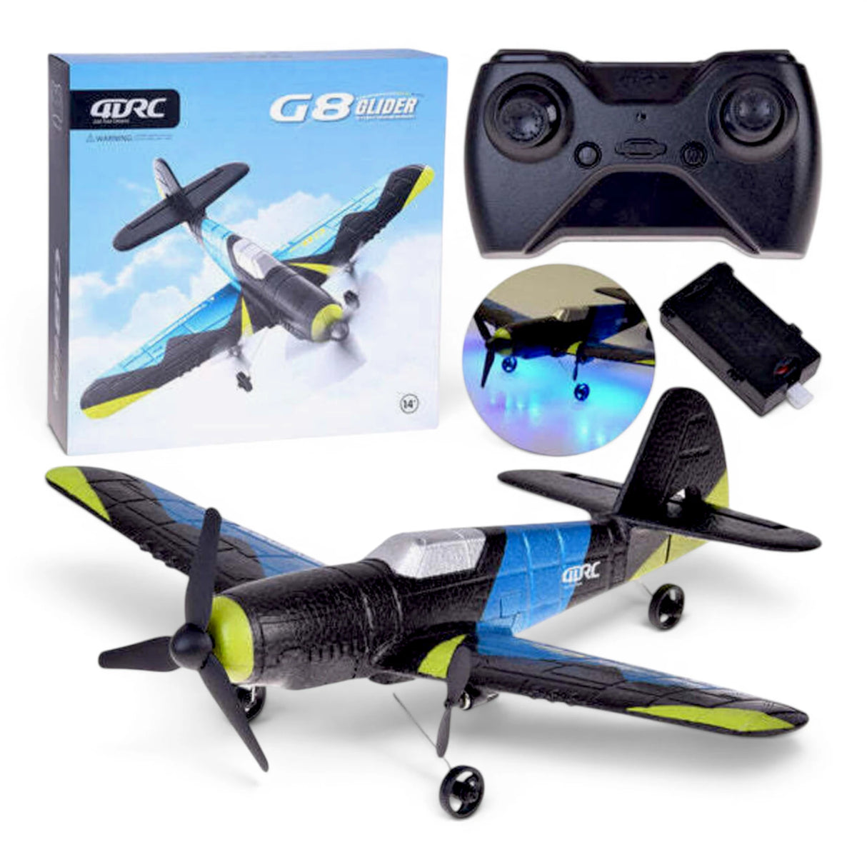 remote control glider plane chargeable with lights