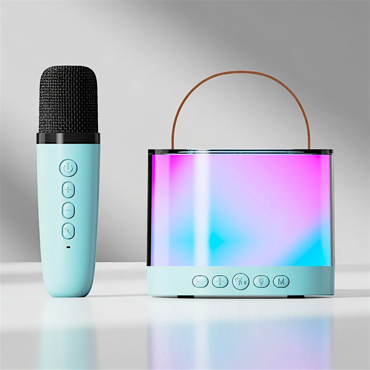 karaoke wireless microphone with bluetooth speaker , led lighths & usb china