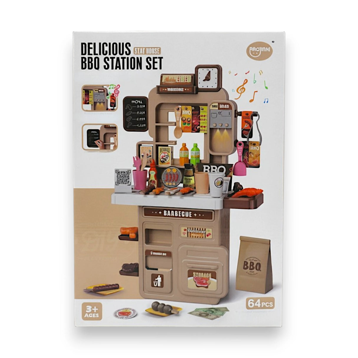musical kitchen set 64pc with lights 17.5x38.5x61cm