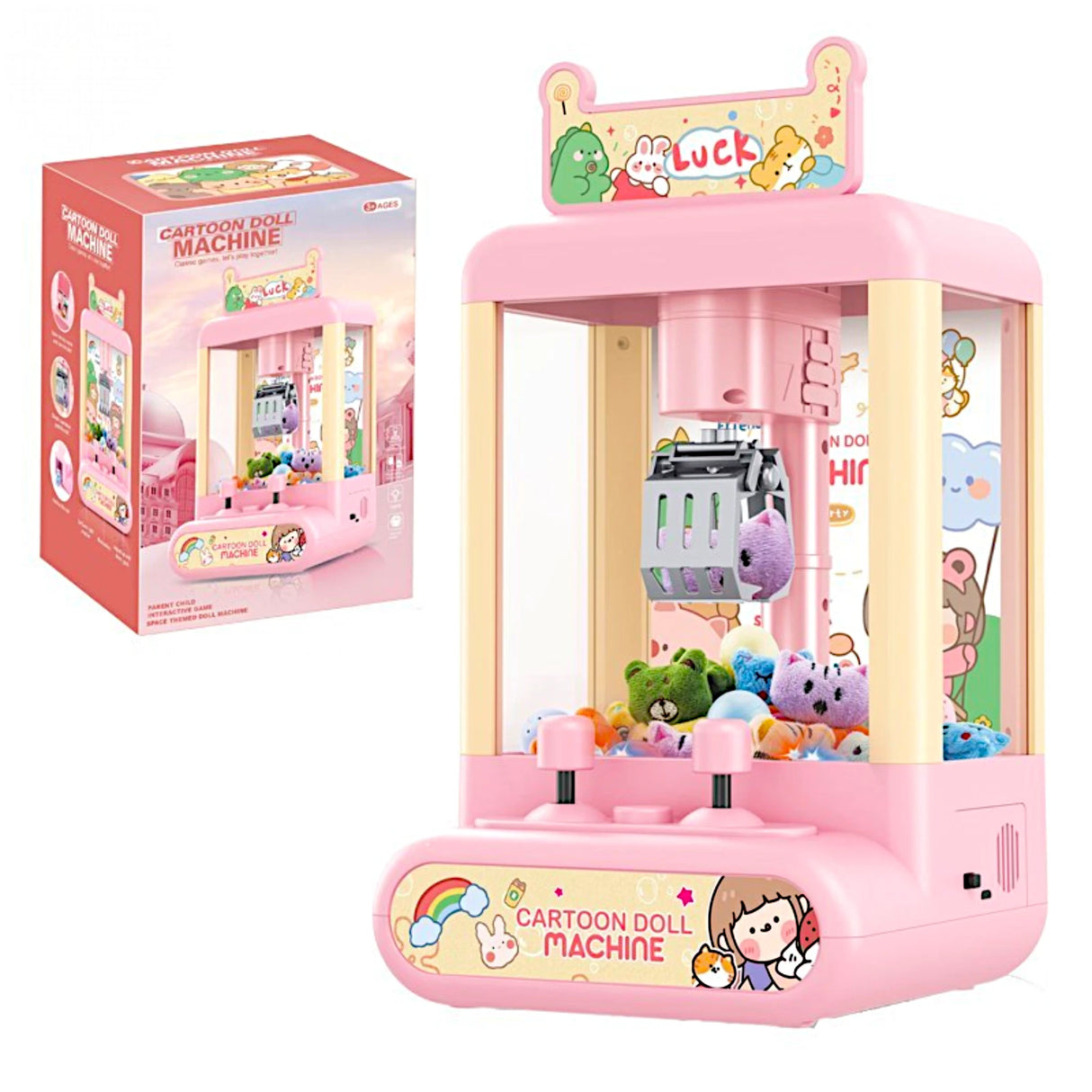 cartoon claw machine with lights for kids