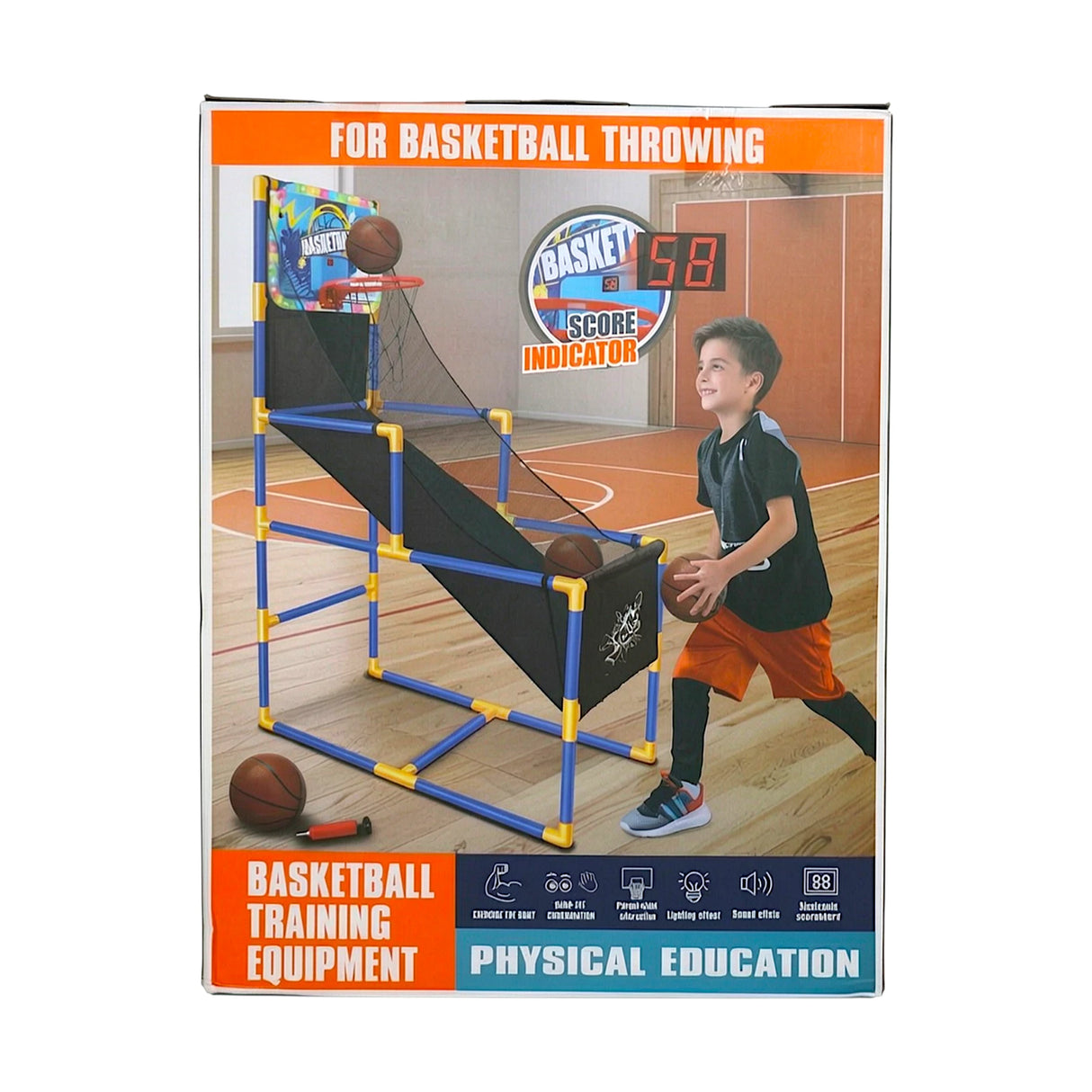 musical basketball set with metal rods &  lights 47x91x142cm