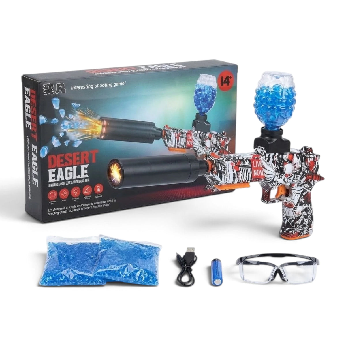 orbeez gun chargeable with lights & usb