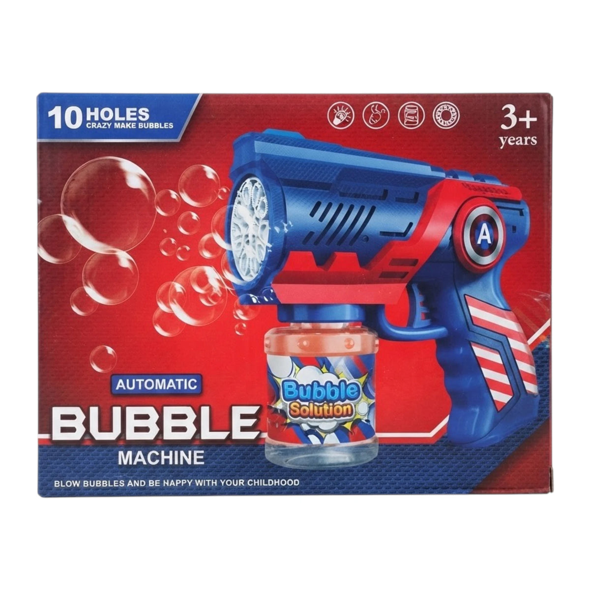 avenger bubble gun with 10 holes & lights
