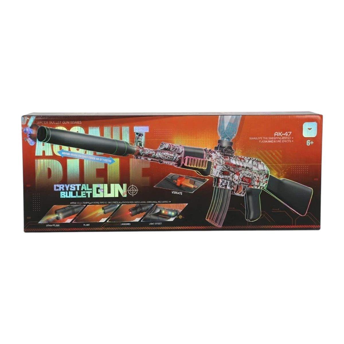 ak-47 electric orbeez gun chargeable with lights & spray