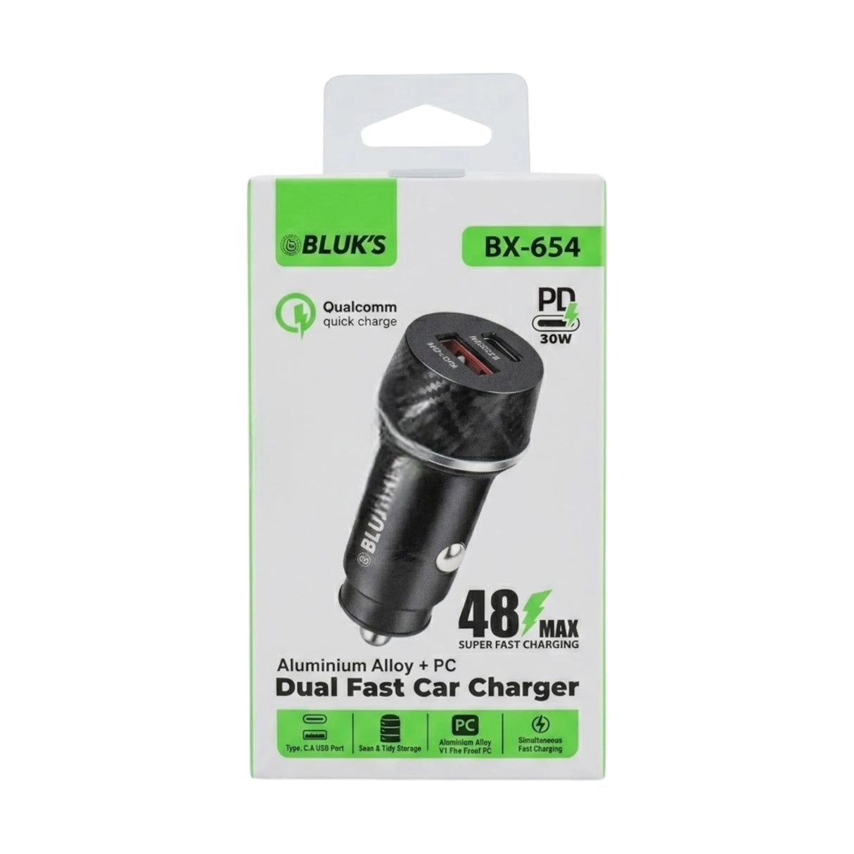 bluks car charger new bx-654 48w