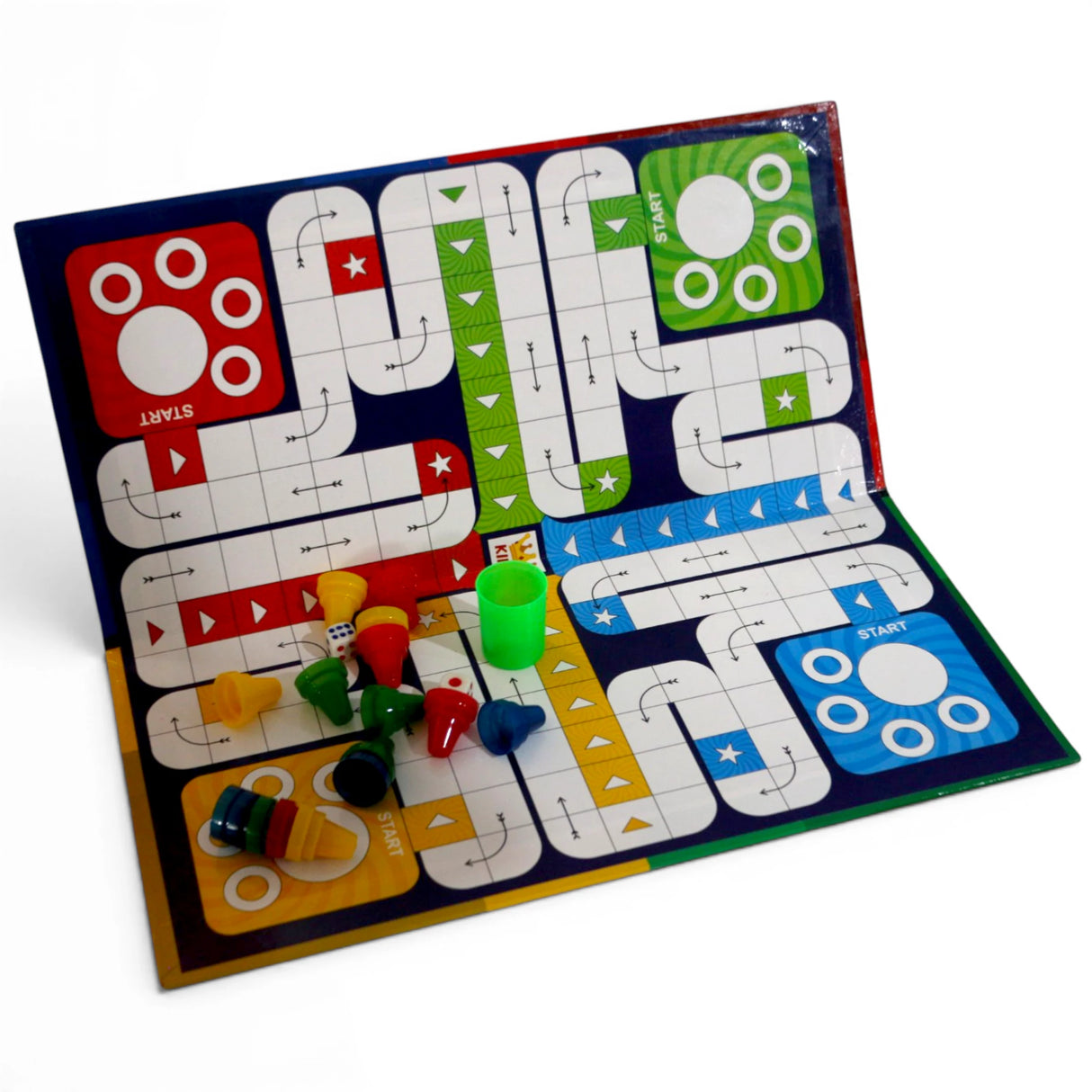Medium Size M2 Folding Ludo Board Game - Complete Set with Gote and Dice Shaker