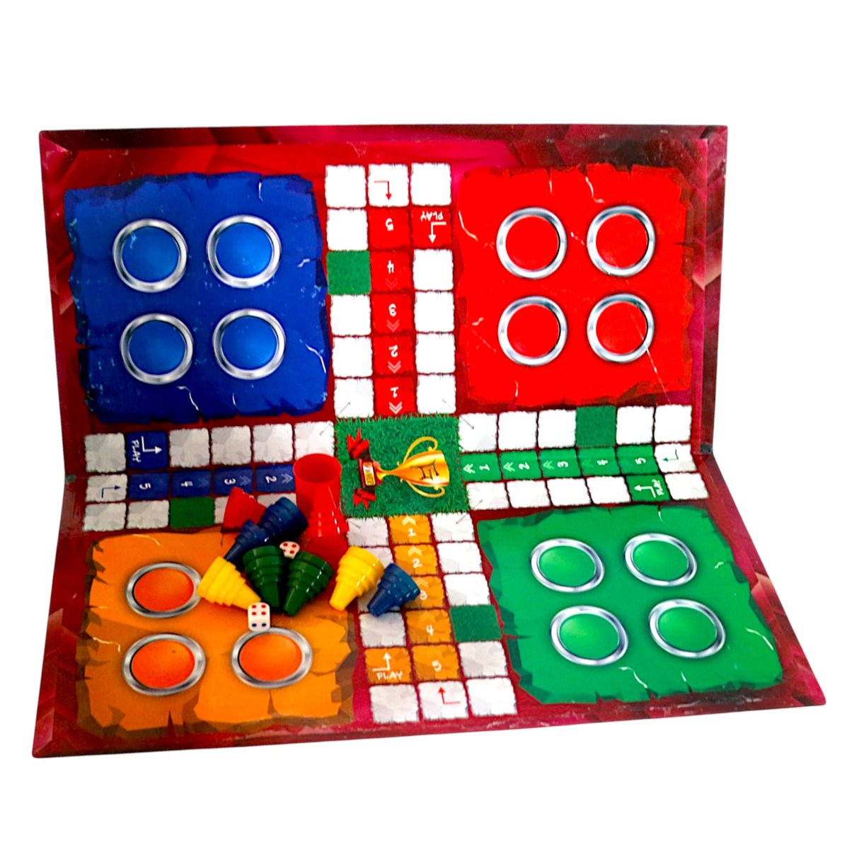 Large Size 4-Player Folding Ludo Board Game - Complete Set with Gote and Dice Shaker