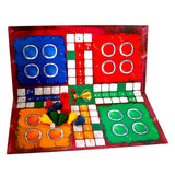 Large Size 4-Player Folding Ludo Board Game - Complete Set with Gote and Dice Shaker