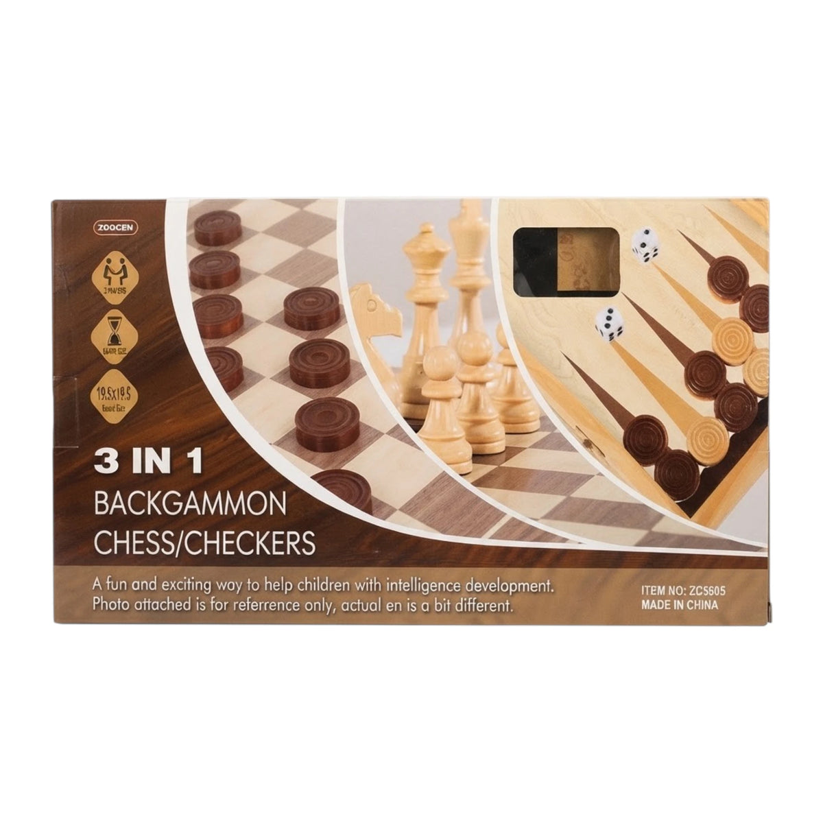 CHESS WOODEN ZC5005 3IN1 49CM XL