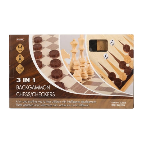 CHESS WOODEN ZC5005 3IN1 49CM XL