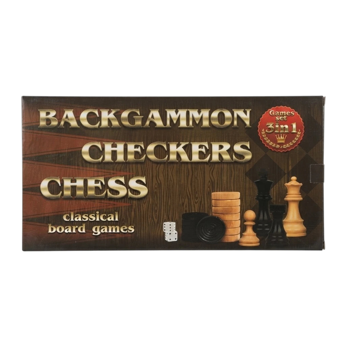 CHESS BOARD WOOD MEDIUM 3IN1 7785 CHINA