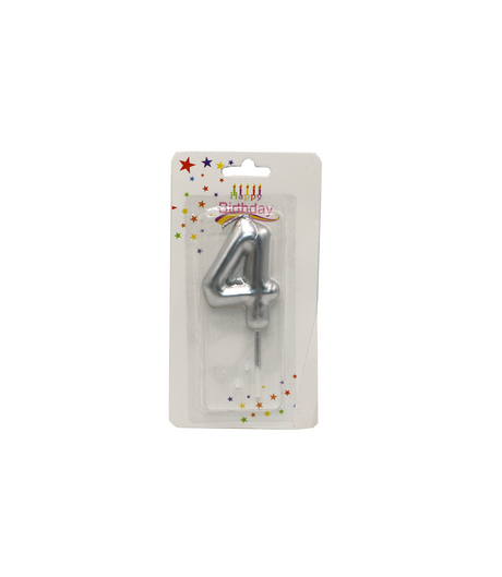 birthday candle #4 golden & silver
