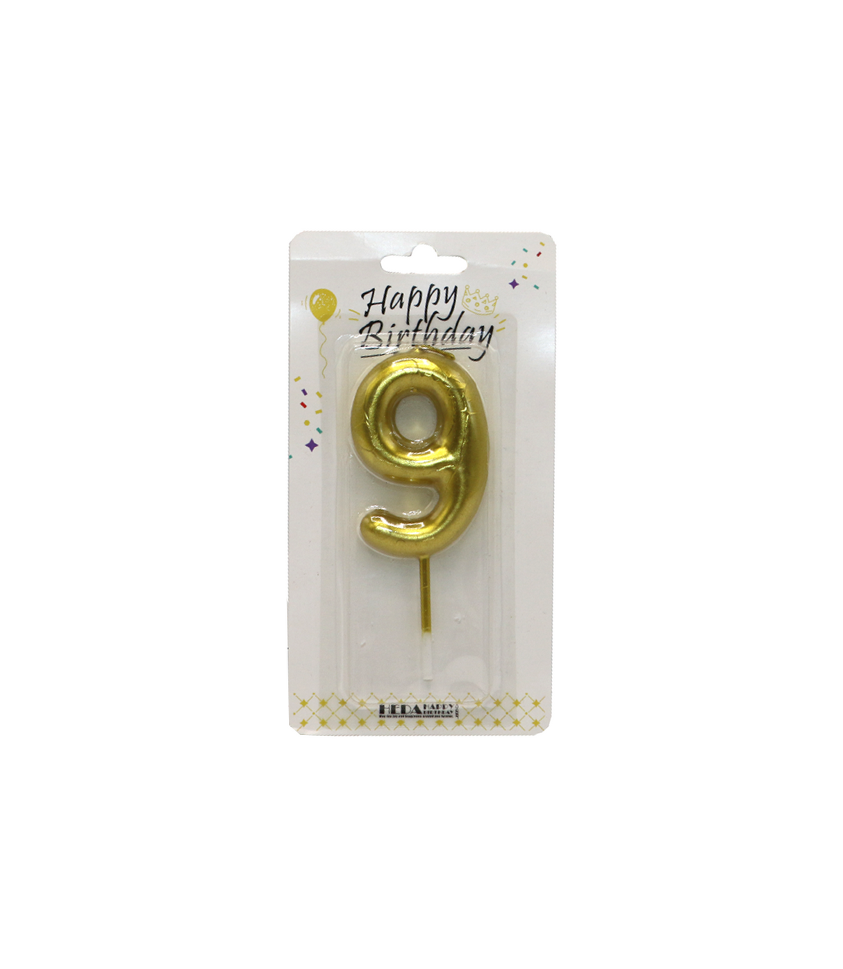 birthday candle #9 golden & silver
