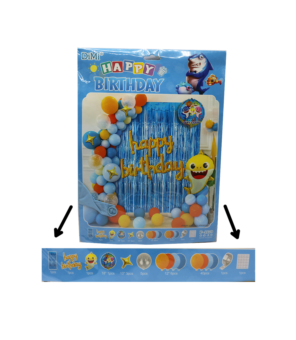 happy birthday theme baby shark for kids 69pc
