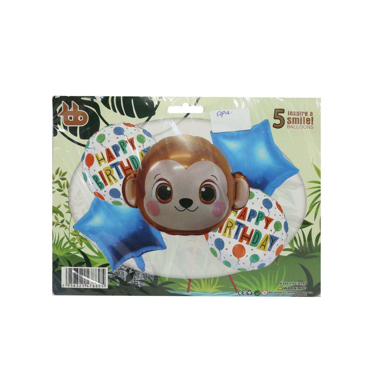 foiltheme balloon 5pc monkey for boys