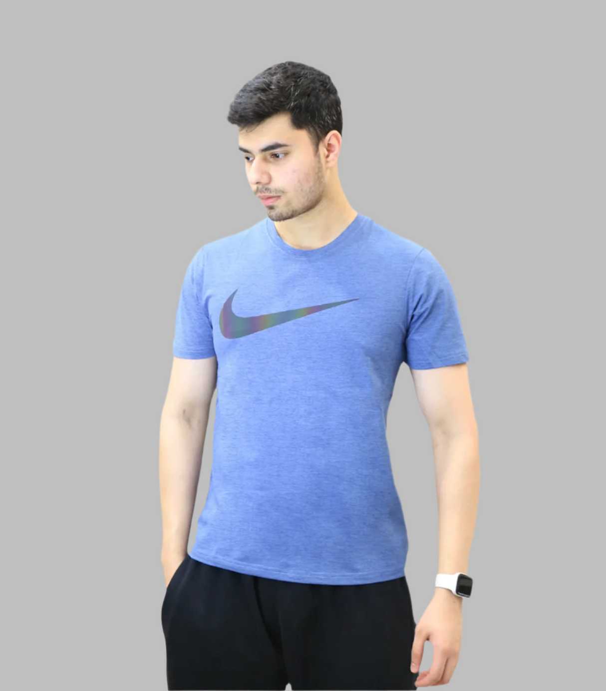 t shirt half sleeve dri fit nike light blue l-947