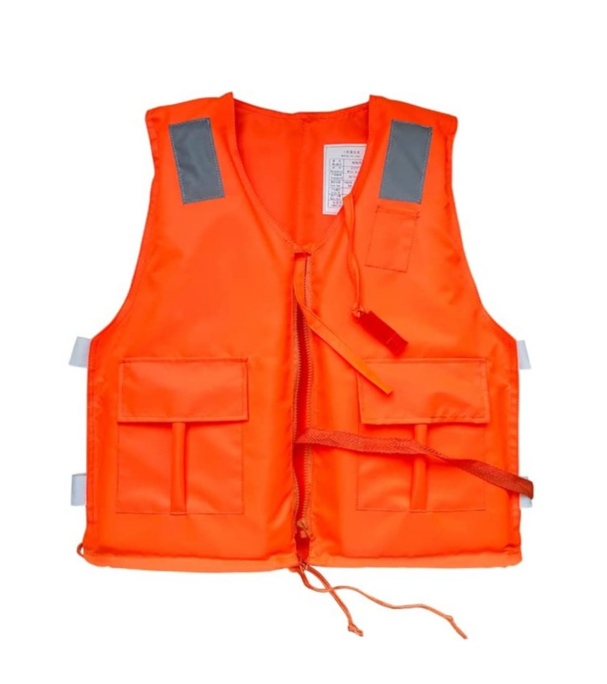 swimming life jacket thermpore orange with whistle and zip xl