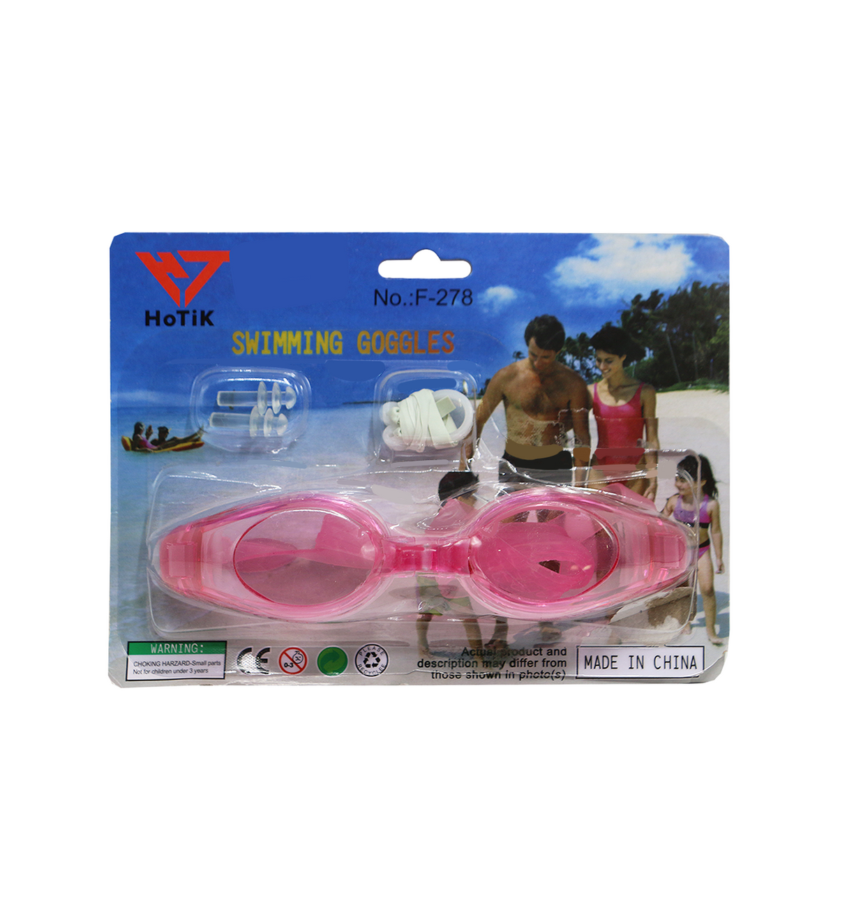 swimming goggles hotik with ear and nose plug card pack 278