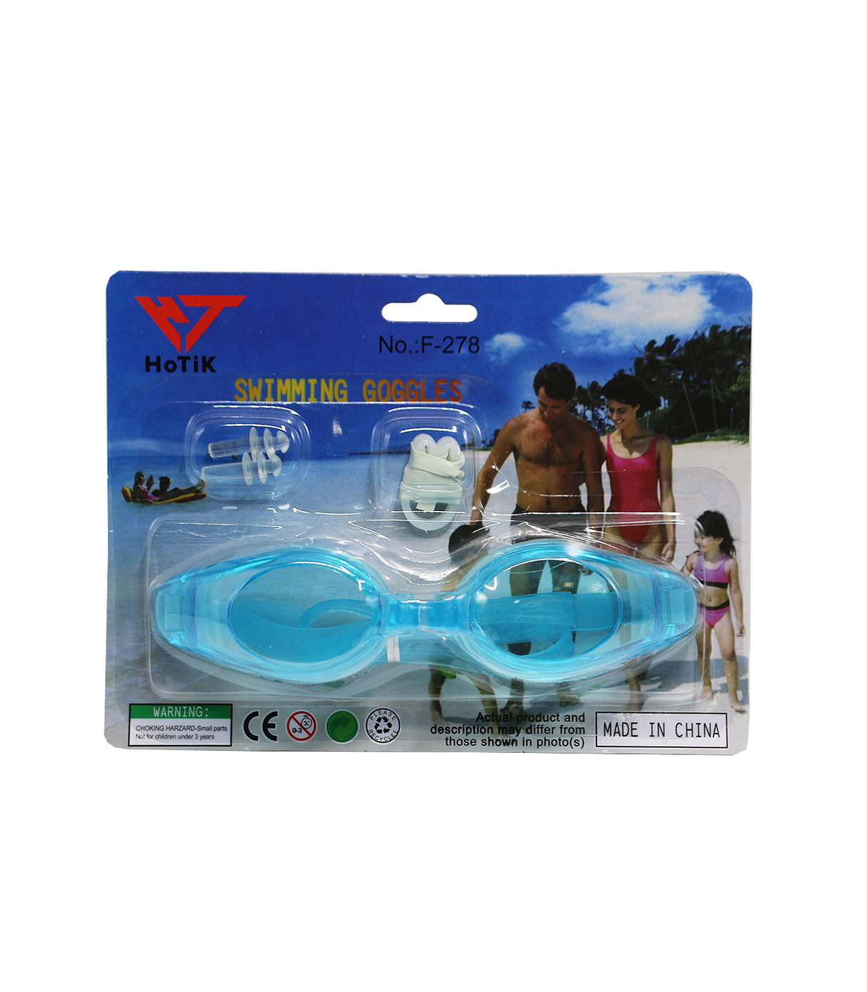 swimming goggles hotik with ear and nose plug card pack 278
