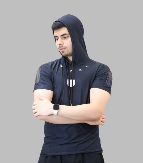 t shirt half sleeve hood wizal grey m001