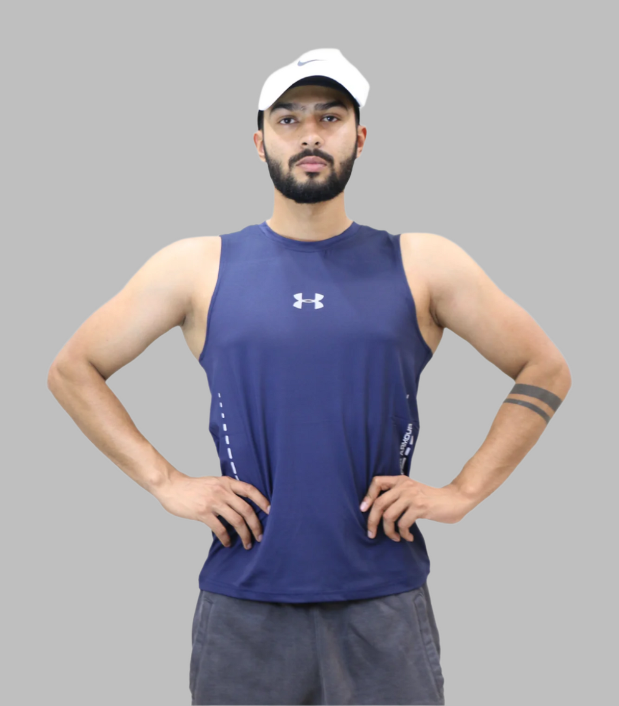 t shirt sleeveless under armour dark blue v501