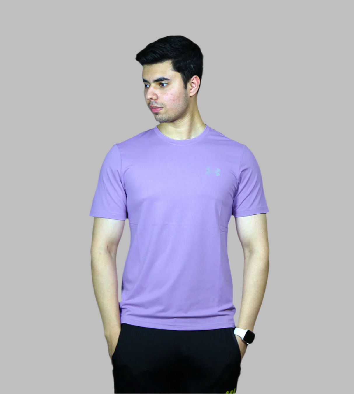 t shirt half sleeves under armour light purple 01