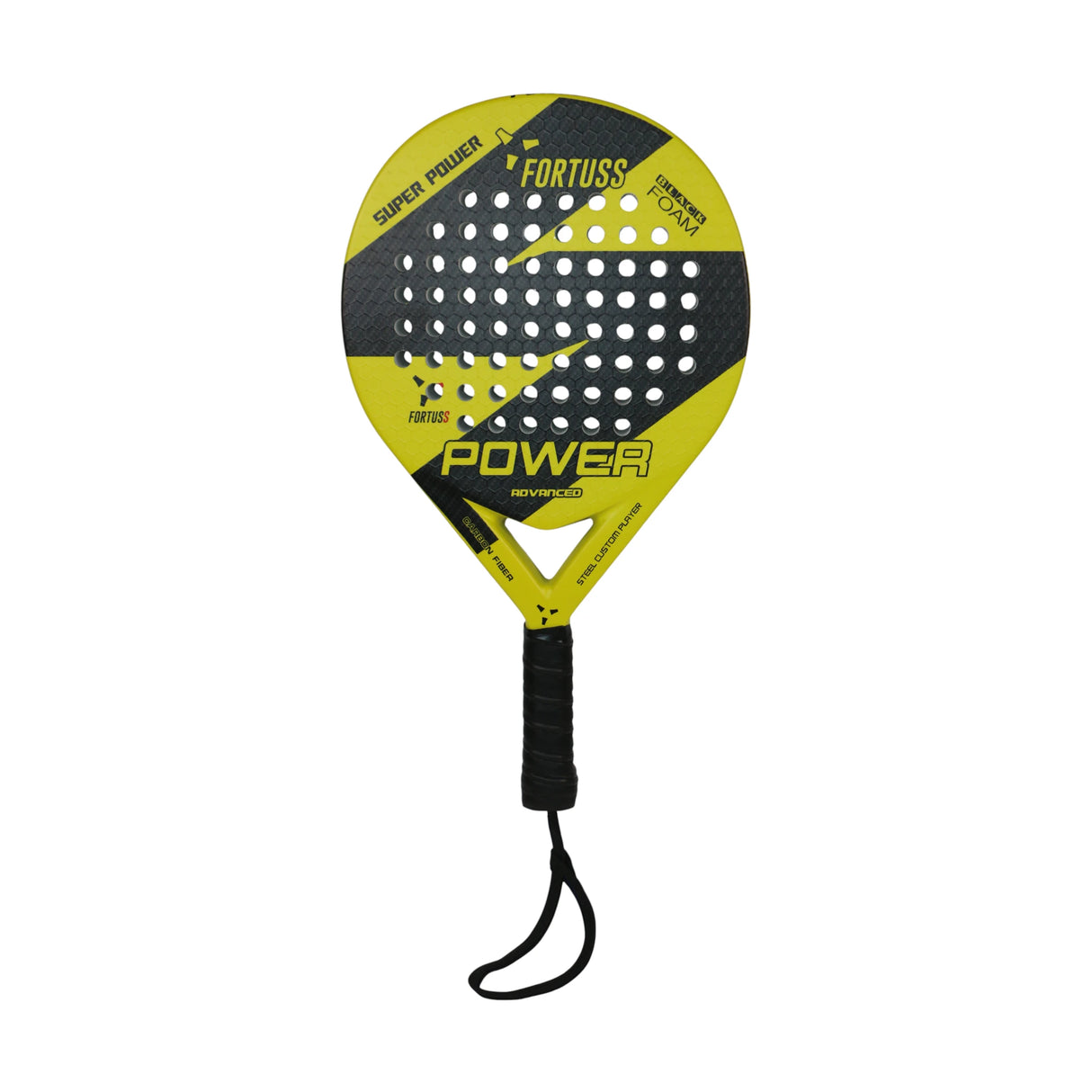 fortuss padel racket carbon black yellow