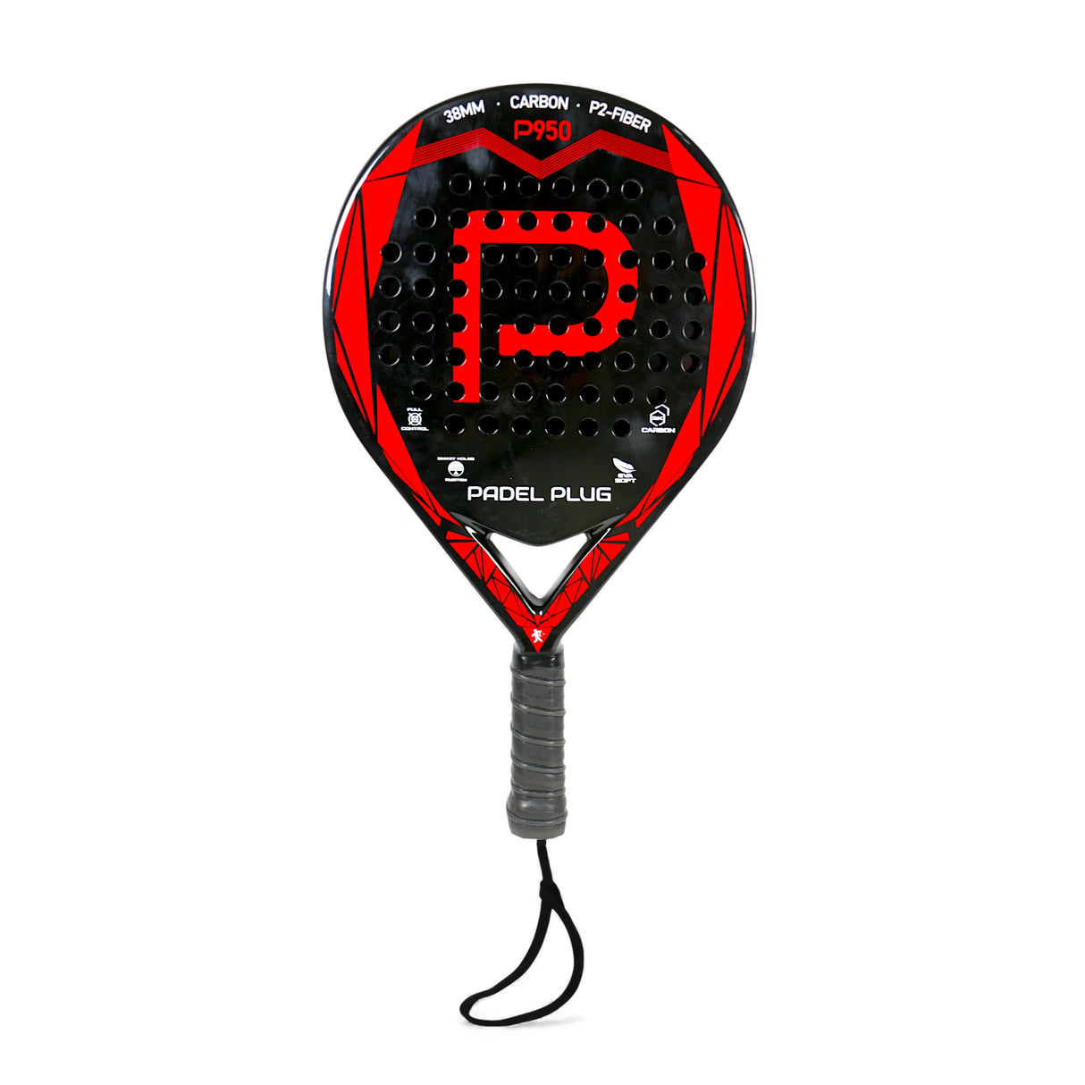 padel plug padel racket carbon black red
