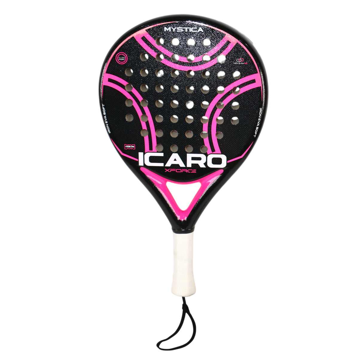 mystica icaro xforce padel racket carbon fiber black pink