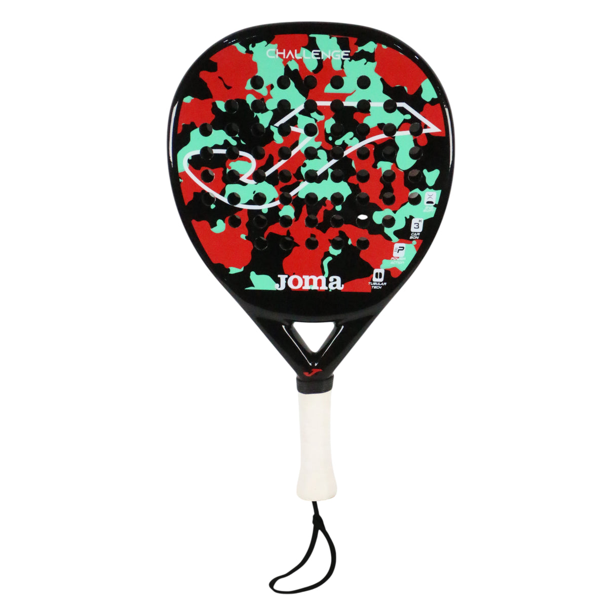 challenge joma padel racket carbon fiber black , red & green