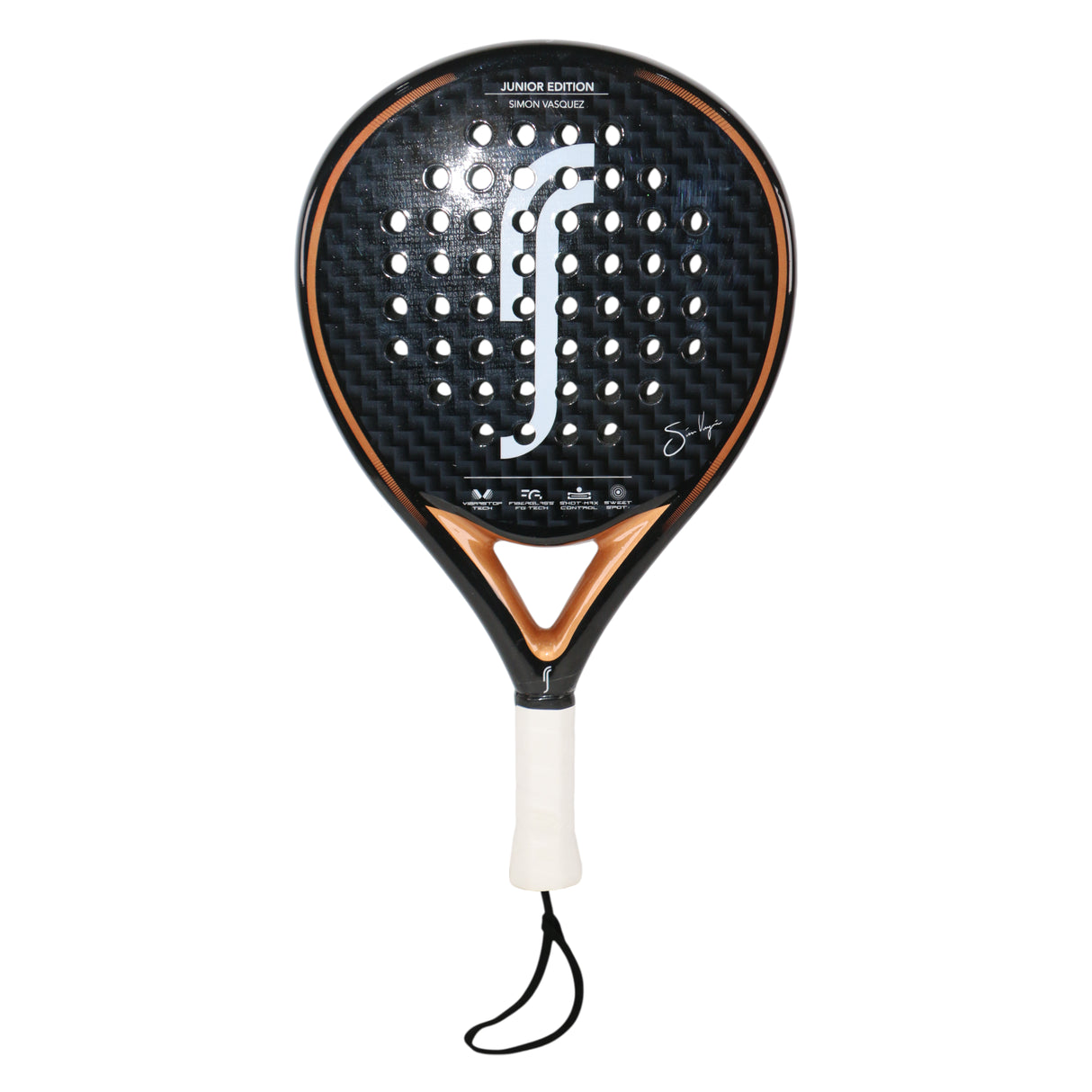 junior edition simon vasquez padel racket carbon fiber black brown
