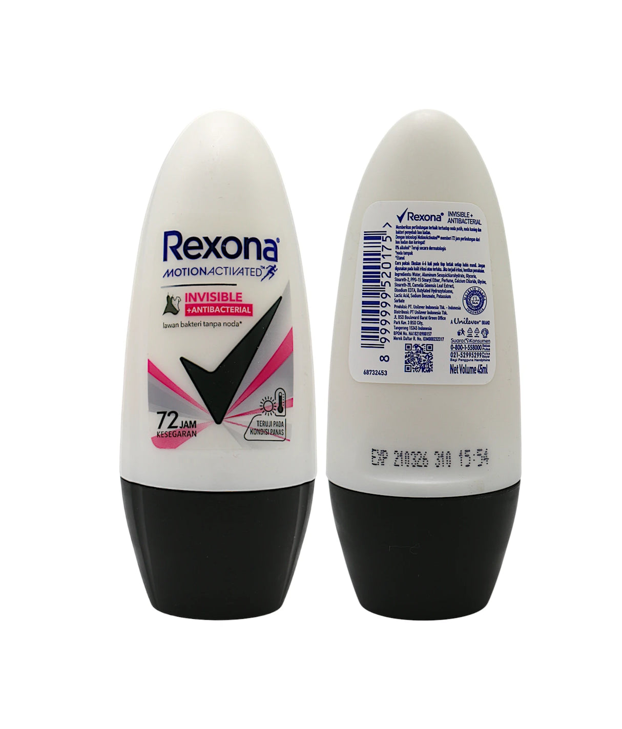 rexona roll on invisible antibacterial 45ml