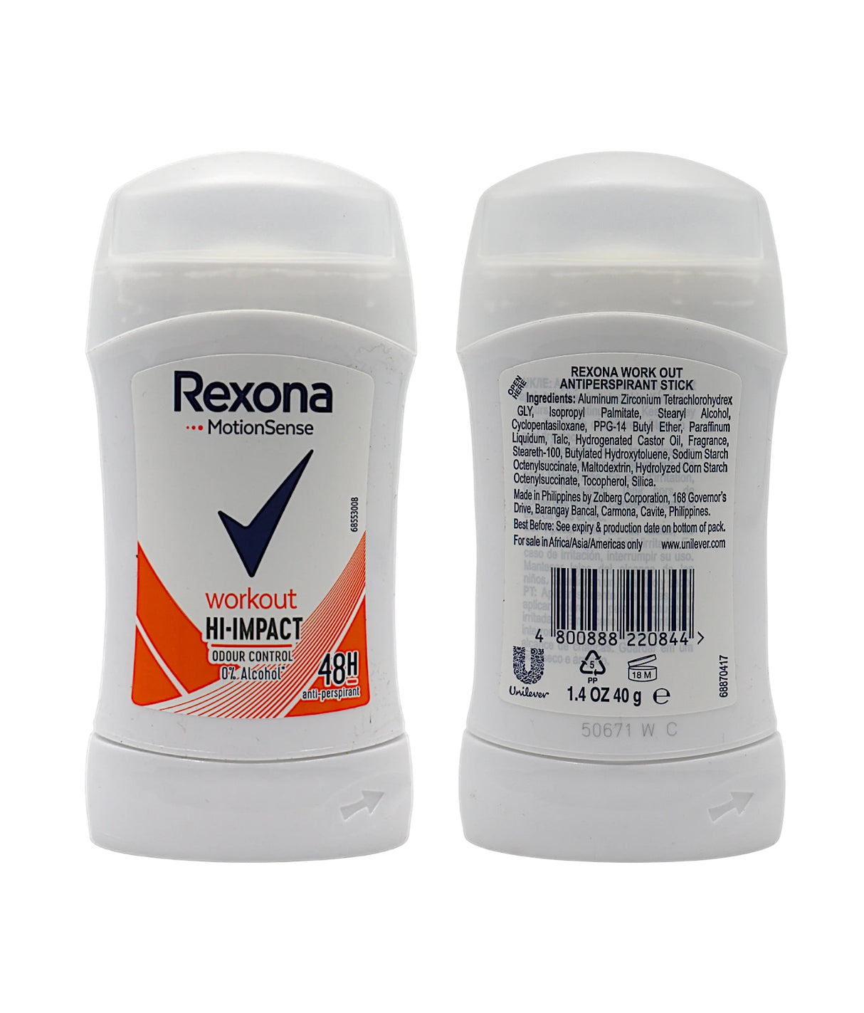 rexona roll on stick workout hi-impact 40g