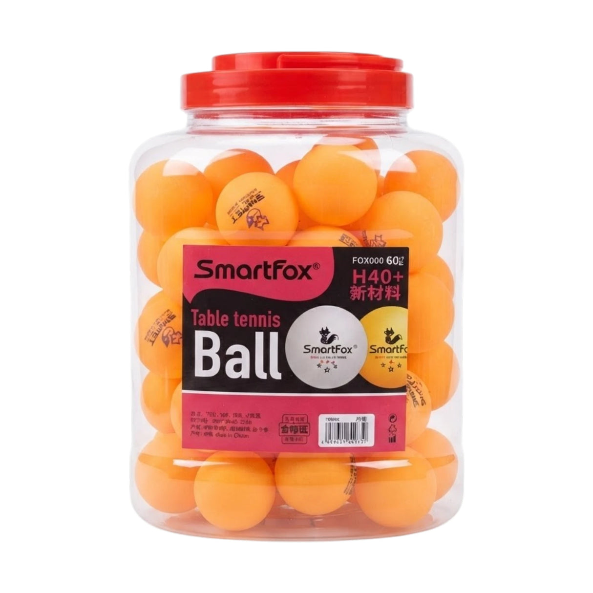TABLE TENNIS BALL SMART FOX 60 PC ORANGE JAR CHINA