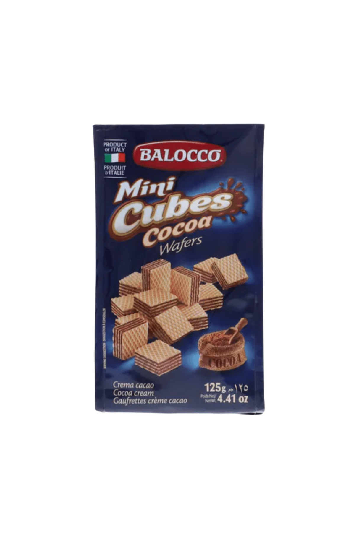 balocco wafers mini cubes cocoa 125g
