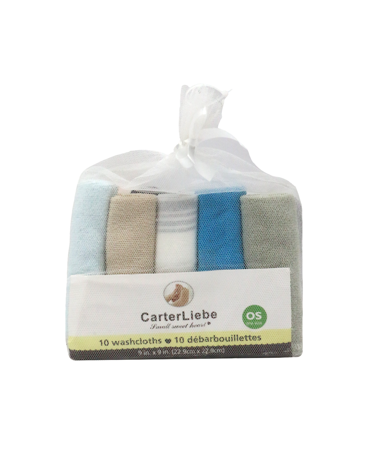 carterliebe baby face towel 9''x9" 10pc pk d609