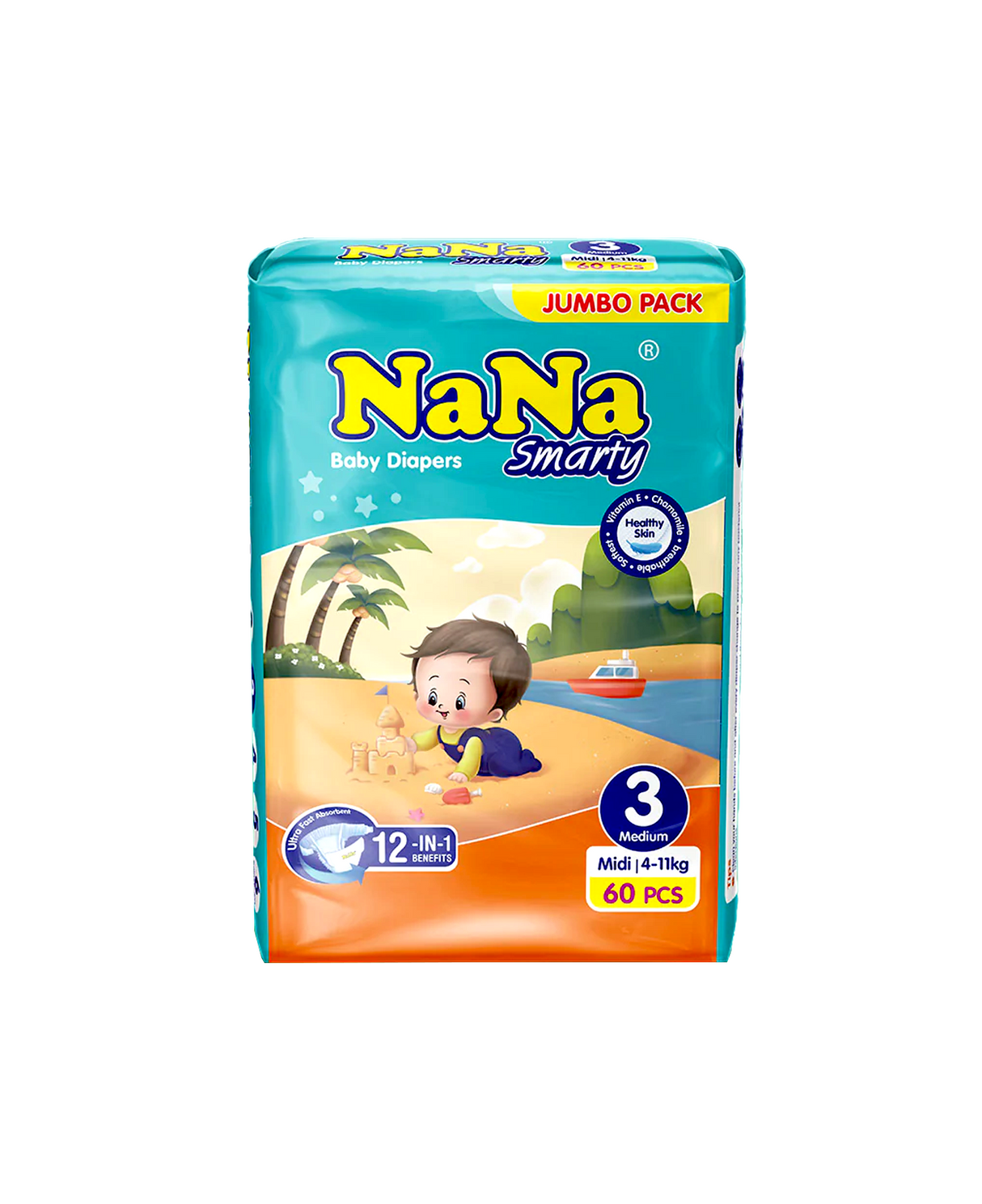 nana diaper jumbo pack m-3 60pc