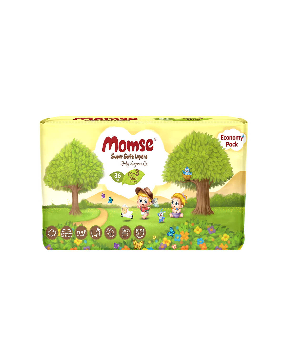 momse diaper economy pack m-3 36pc