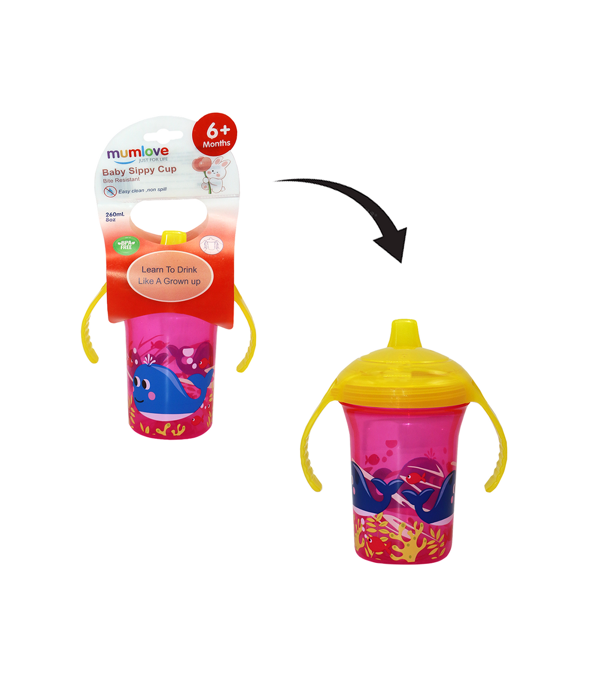 mumlove plastic sippy cup 260ml china c-34