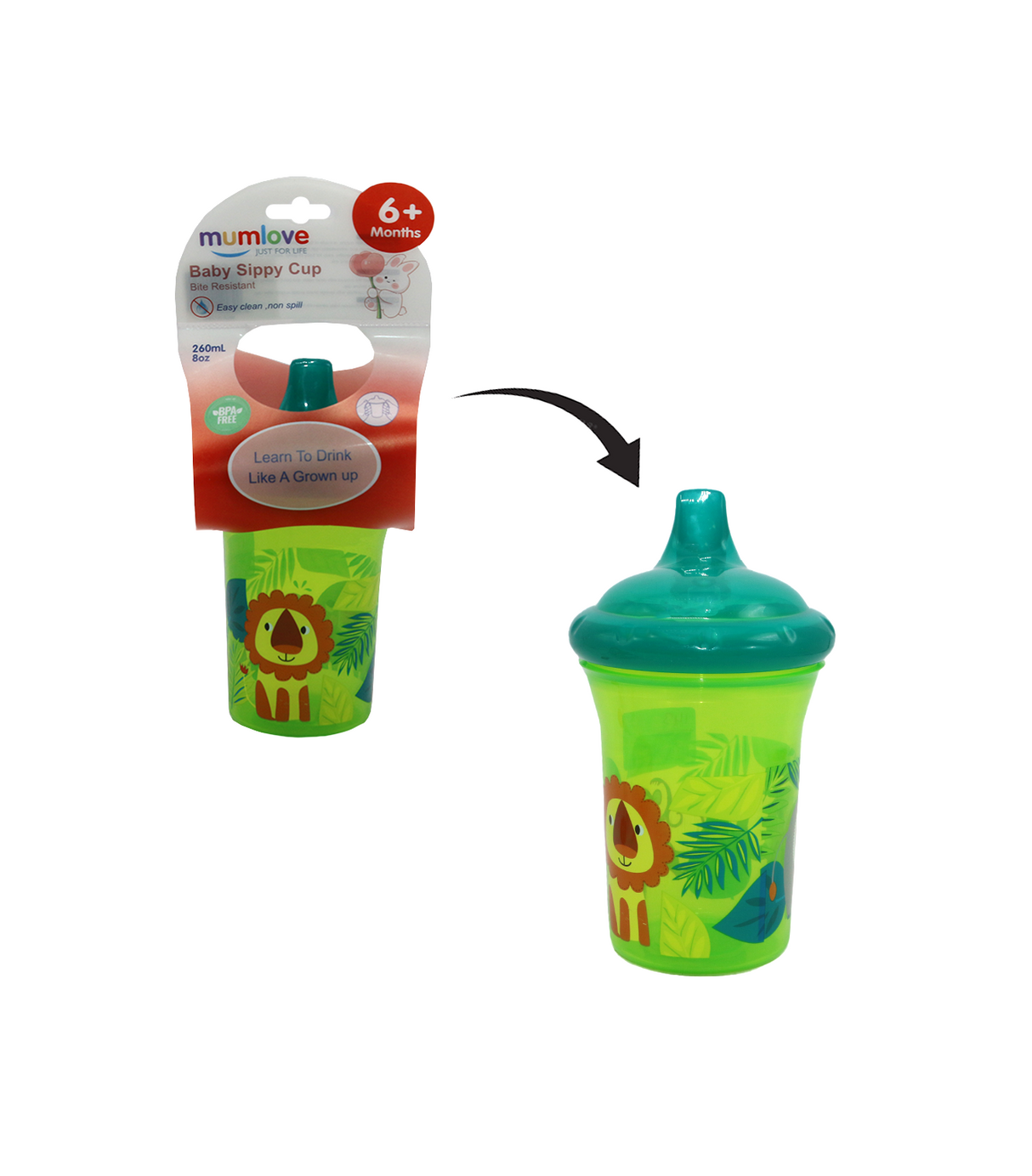 mumlove plastic sippy cup 260ml china c-35