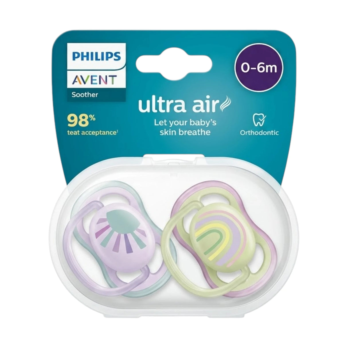 avent baby soother 0-6m 2pc scf085/59