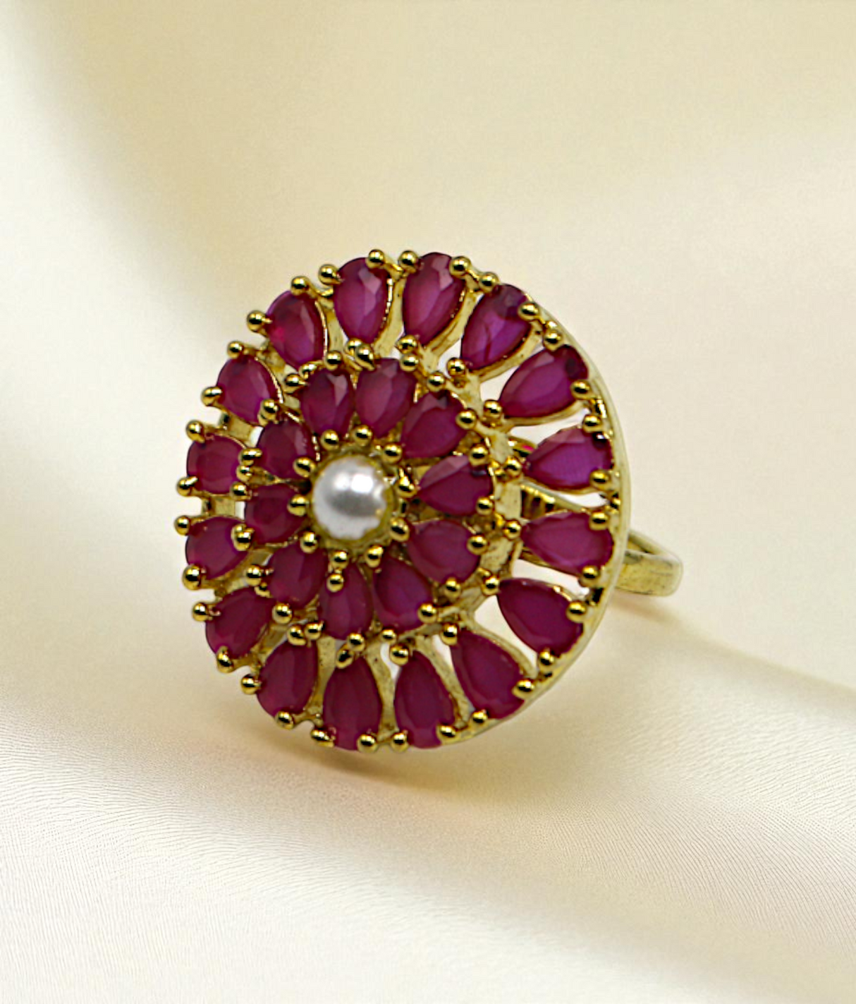 ring adjustable fancy crystal stone