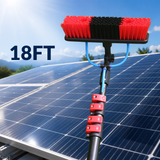 Solar Panel Cleaning Brush 18Ft with Telescopic Pole, Water Flow System & Adjustable Brush Head