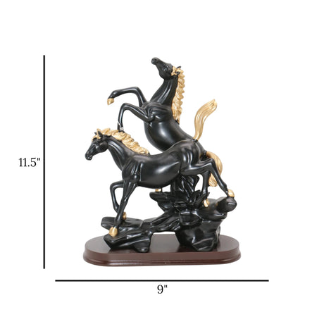 statue 2 horse black large 11.5"x9" china