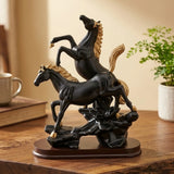 statue 2 horse black large 11.5"x9" china