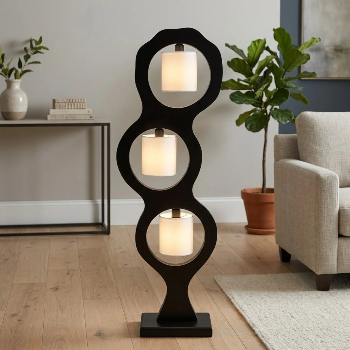 floor lamp wood 3ring 48"x12" d232