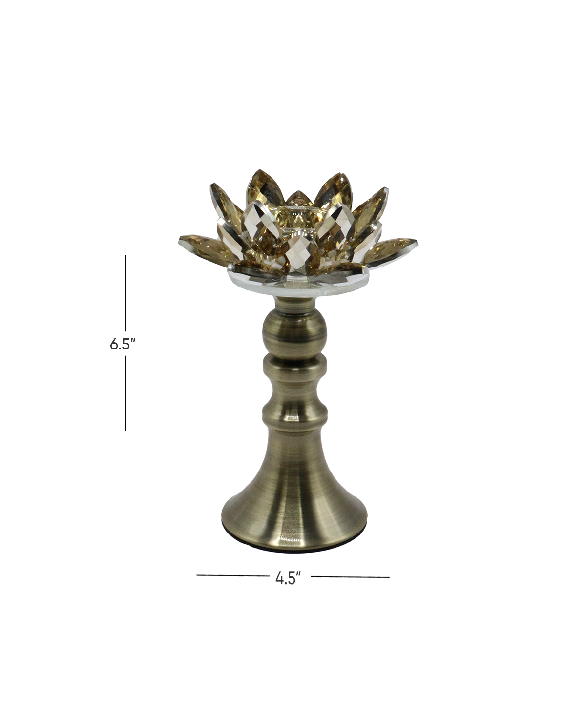crystal flower & candle stand 6.5"h china d947
