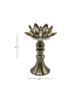crystal flower & candle stand 6.5"h china d947