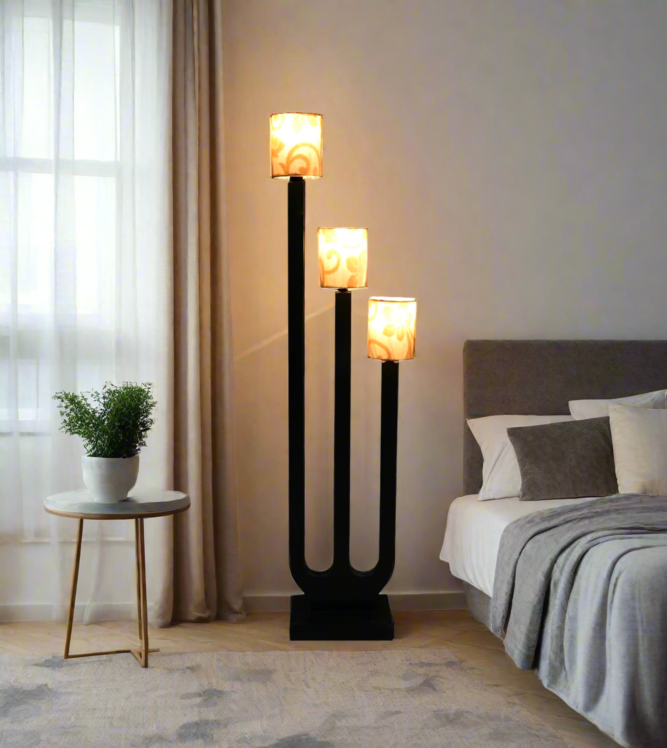 wood floor lamp 3rod 57"x12" d139